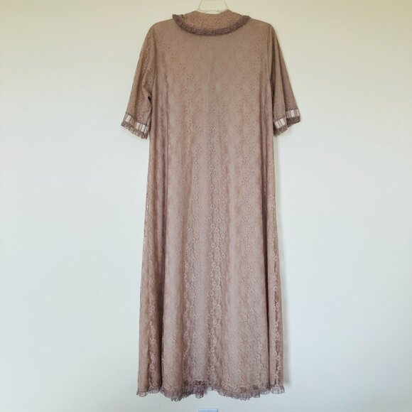 Miss Glamour Nightgown & Robe Set Vintage 1960s Nylon Lace w/ Satin Ribbon Sm-Lg - Picture 7 of 9